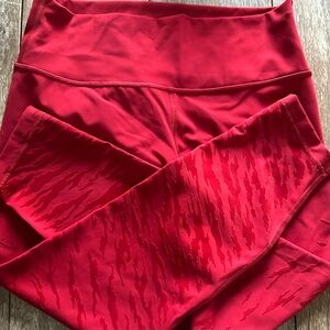 Lululemon High-Waisted Leggings, Red, Size 12.